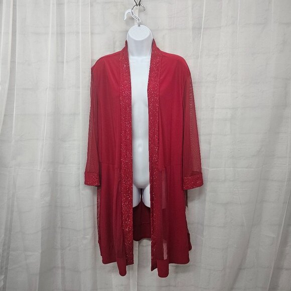 NWT R&M Richards Red Glittery Sheer Formal Romantic Mature Dress and Jacket 22W - Picture 6 of 16